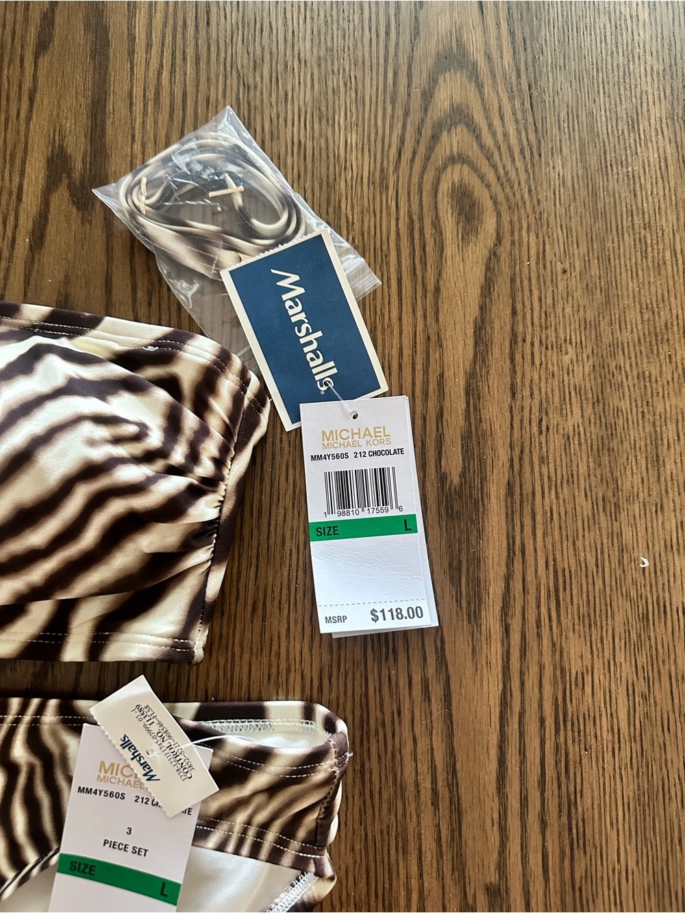 Michael Kors Brown and White Zebra-Print Bikini Set - Picture 3 of 3